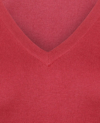 Damestrui cotton cashmere v-hals donkerroze
