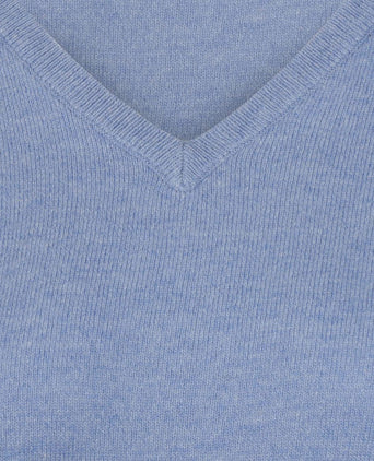 Dames pullover v-hals merinowol mid blauw