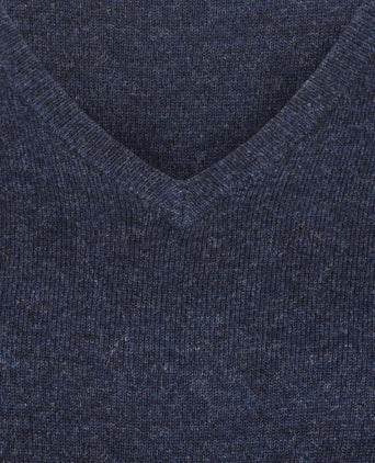 Dames pullover v-hals merinowol donkerblauw