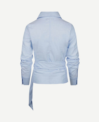 Wikkel blouse julia Oxford lichtblauw