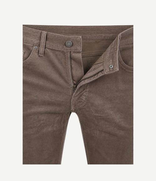 Broek Lyon tapered corduroy taupe