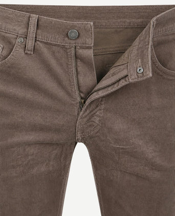 Broek Lyon tapered corduroy taupe