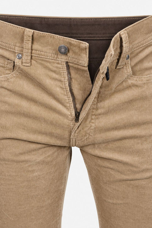 Broek Lyon tapered corduroy beige