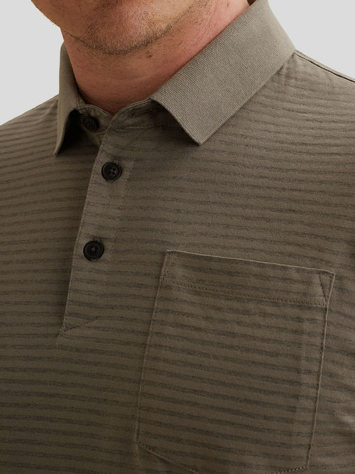 Jersey poloshirt streep taupe
