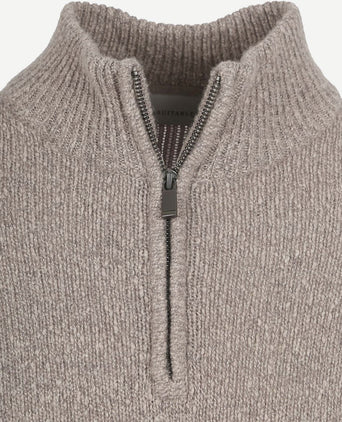 halve rits pullover boiled wool taupe