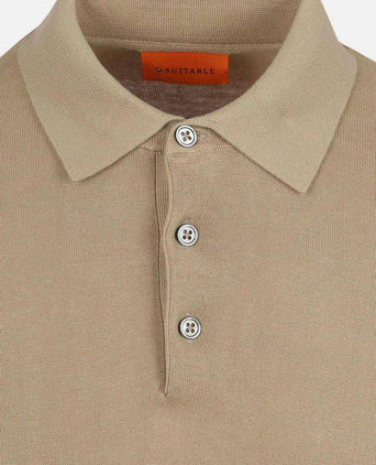 Compact cotton poloshirt taupe
