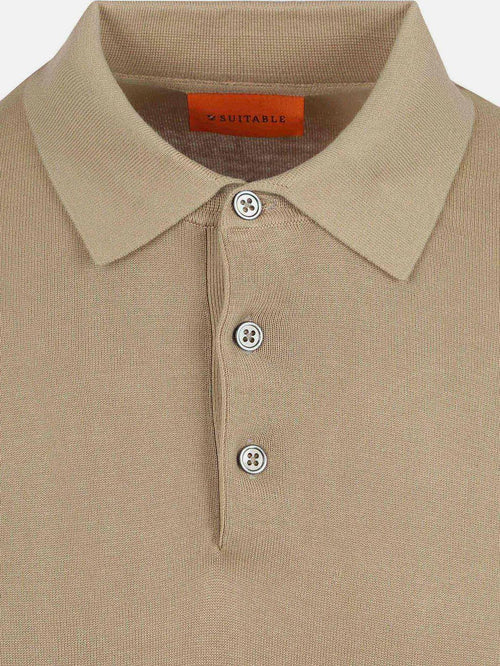 Compact cotton poloshirt taupe