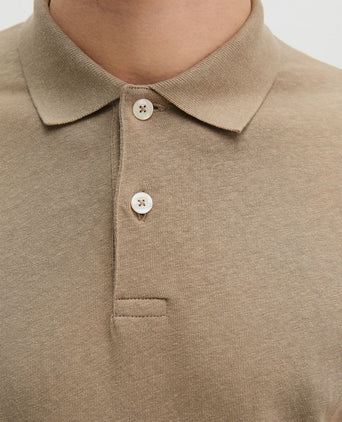 Longsleeve polo cotton linen taupe