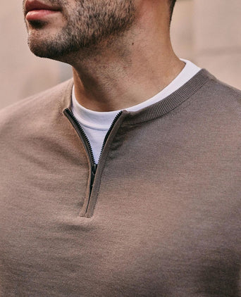 Crew zip merino taupe