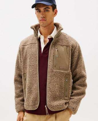 Tommy Hilfiger vest teddy fleece taupe | Regular-fit