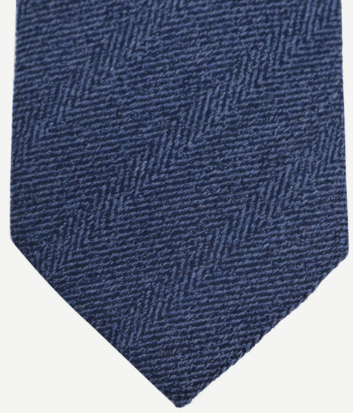 Stropdas wol/zijde visgraat donkerblauw