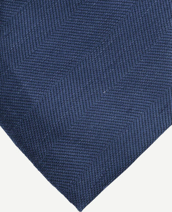 Linnen zijde stropdas donkerblauw