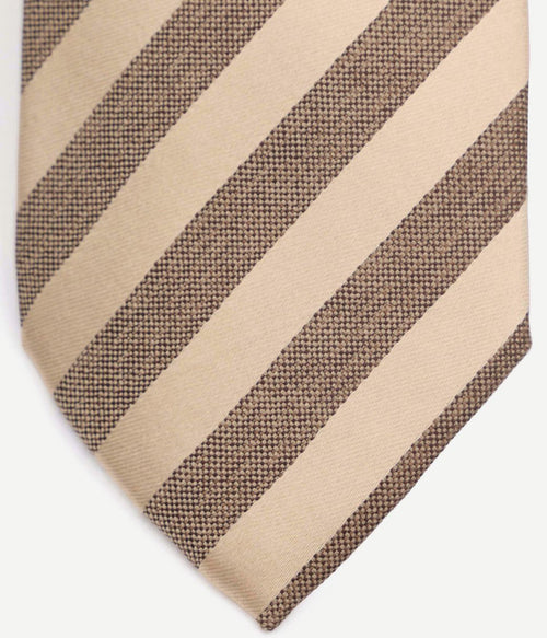 Stropdas zijde streep beige
