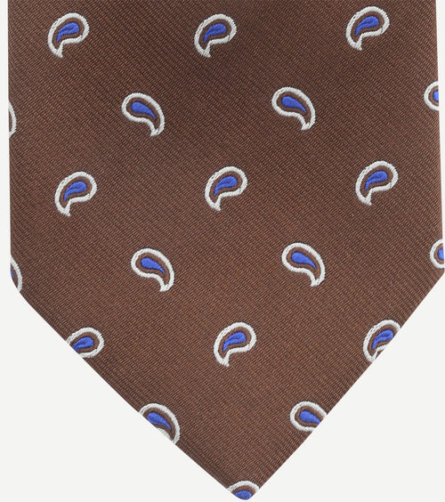 Stropdas zijde paisley bruin