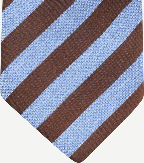 Stropdas zijde streep blauw bruin