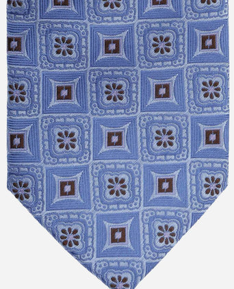 Stropdas zijde print blauw