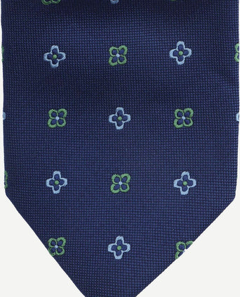 Stropdas zijde bloem donkerblauw