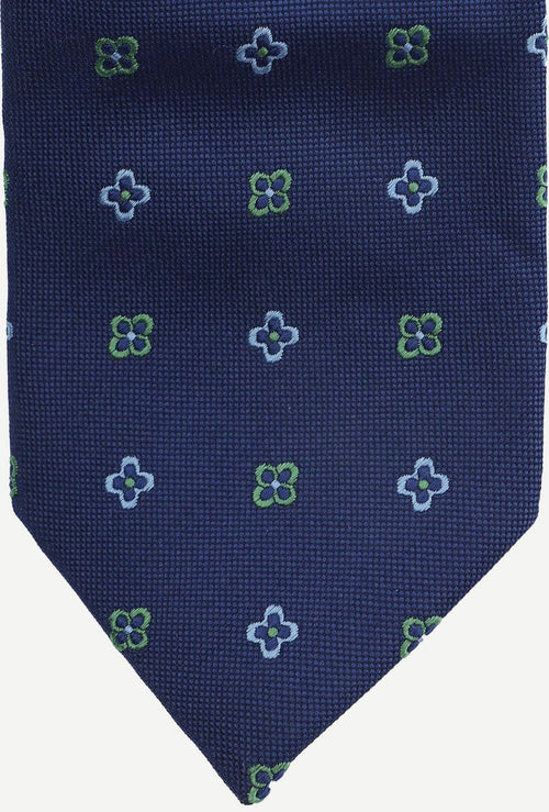 Stropdas zijde bloem donkerblauw