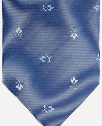 Stropdas zijde bloem blauw