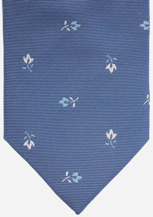 Stropdas zijde bloem blauw