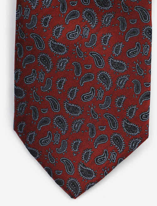 Stropdas zijde paisley bordeaux