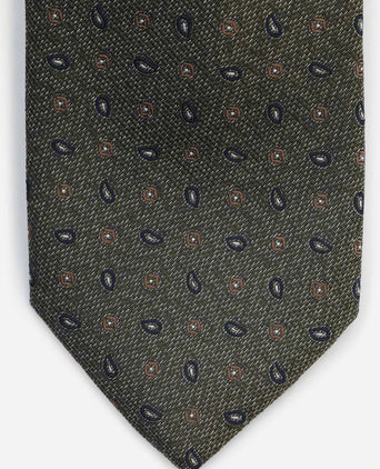Stropdas zijde small paisley olive