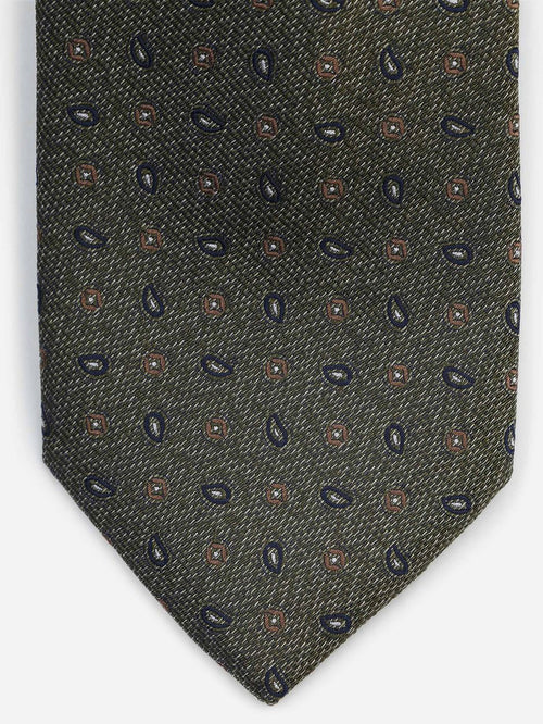Suitable stropdas zijde small paisley olive