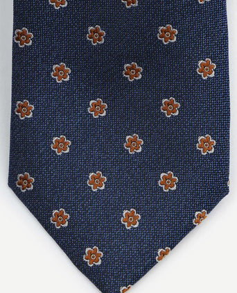 Stropdas zijde flower donkerblauw