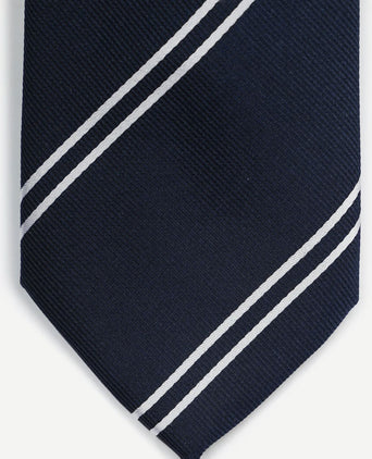 Suitable stropdas zijde double stripe donkerblauw
