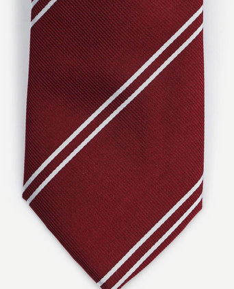 Stropdas zijde double stripe bordeaux