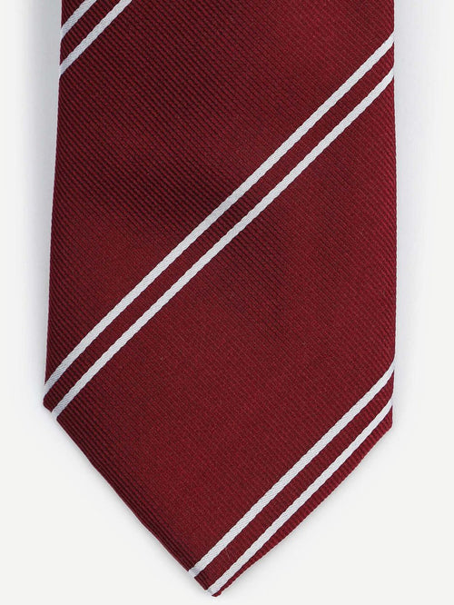 Stropdas zijde double stripe bordeaux