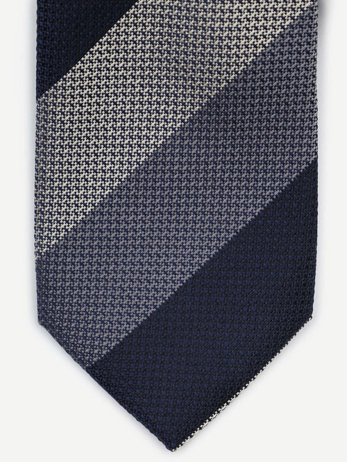 Suitable stropdas zijde wide stripe donkerblauw