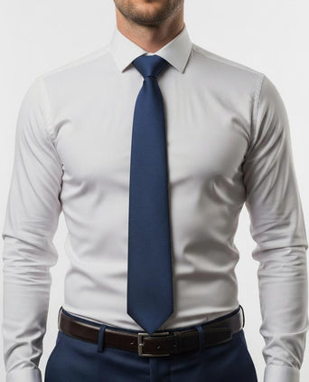 Suitable zijde stropdas indigo blauw