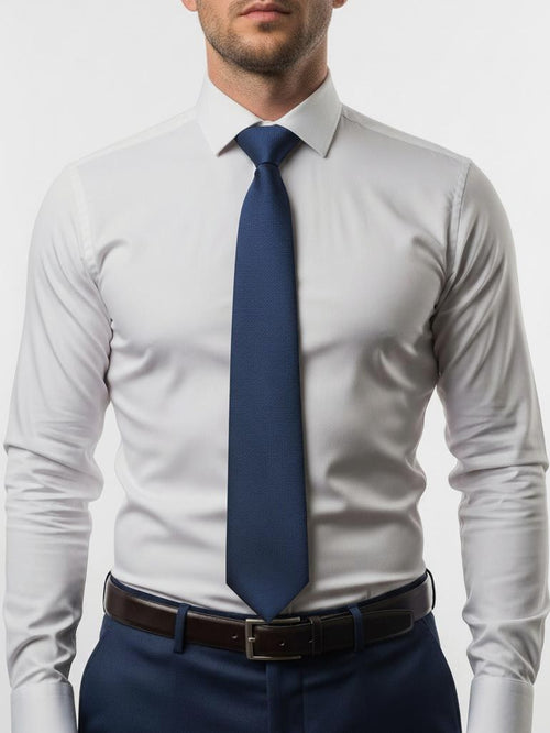 Suitable zijde stropdas indigo blauw