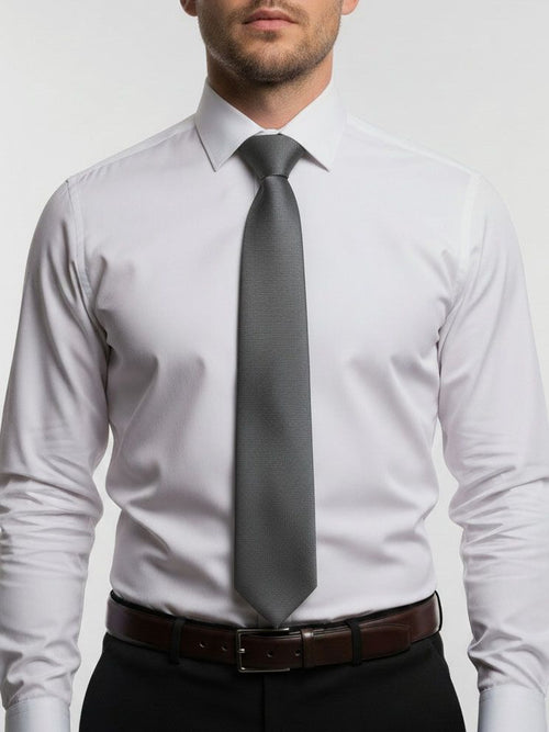 Suitable zijde stropdas antraciet