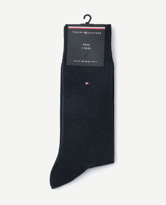 Tommy Hilfiger (2-pack) sokken birdseye blauw 001