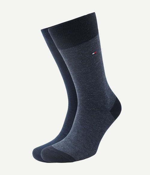Tommy Hilfiger (2-pack) sokken birdseye blauw 004