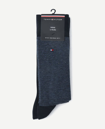 Tommy Hilfiger (2-pack) sokken birdseye blauw 004