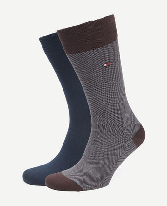 Tommy Hilfiger (2-pack) sokken birdseye burgundy donkerblauw