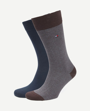 (2-pack) sokken birdseye burgundy donkerblauw