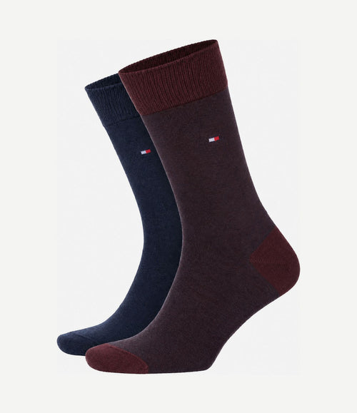 (2-pack) sokken birdseye donkerblauw bordeaux
