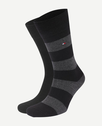 Tommy Hilfiger (2-pack) sokken streep uni zwart