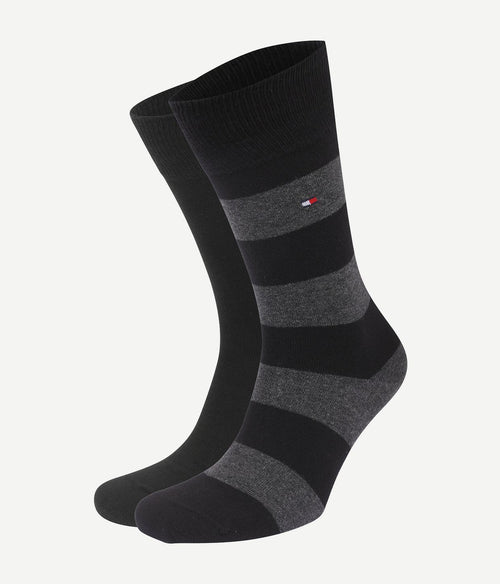 Tommy Hilfiger (2-pack) sokken streep uni zwart