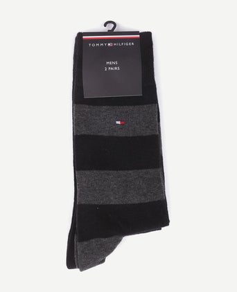 Tommy Hilfiger (2-pack) sokken streep uni zwart