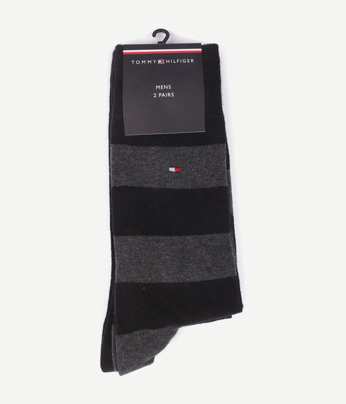 Tommy Hilfiger (2-pack) sokken streep uni zwart