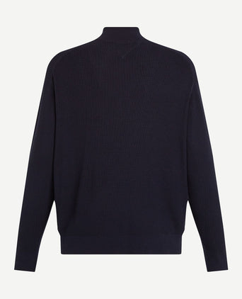 Tommy Hilfiger big & tall halve rits trui structuur donkerblauw | Regular-fit
