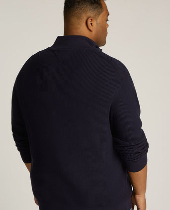 Tommy Hilfiger big & tall halve rits trui structuur donkerblauw | Regular-fit