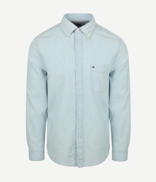 Tommy Hilfiger chambray overhemd lichtblauw | Regular-fit