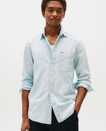 Tommy Hilfiger chambray overhemd lichtblauw | Regular-fit
