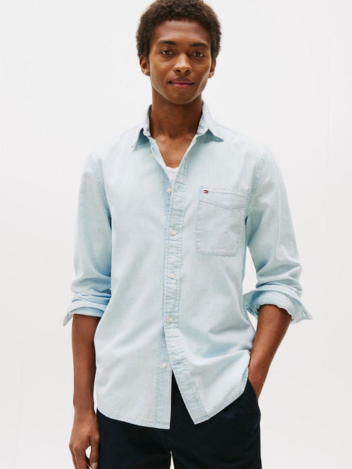 Tommy Hilfiger chambray overhemd lichtblauw | Regular-fit